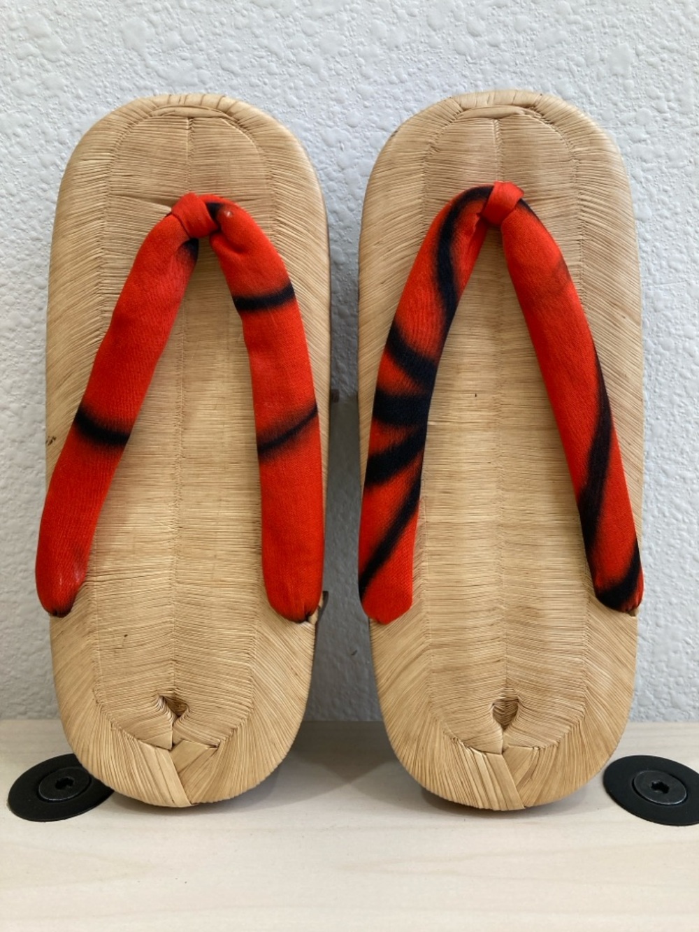 Vintage Japanese Geta Sandals Wooden Tatami Souvenir Display Decor Red Black